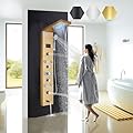 FCOTEEU Multi-Function Shower Panel with Temperature Display LED Rainfall Waterfall Shower Head 8 Shower Jets Shower Panel Tower System Brushed Gold