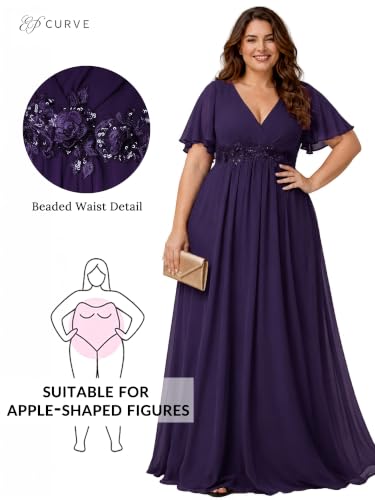 Image of Ever-Pretty Plus Women's Chiffon Plus Size Formal Mother of Bride Dresses