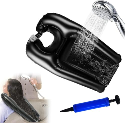 Clefairy Inflatable Hair Washing Tray with an Air Pump, Portable Basin for Seniors Children Pregnant Wounded Disabled, Mobile Salon Equipment in Bed or on Wheelchair