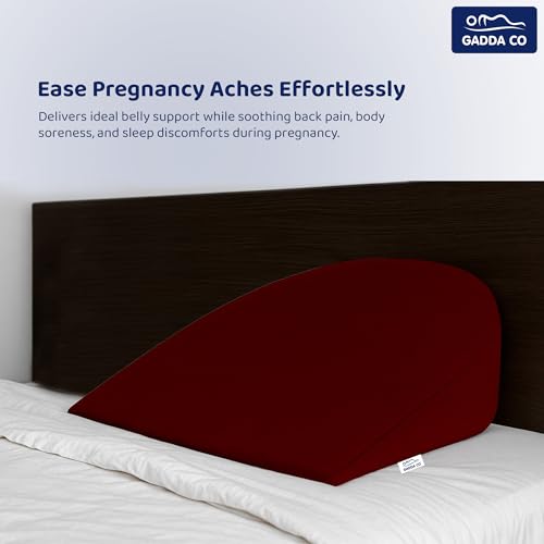 Image of GADDA CO Pregnancy Pillow for Women | Maternity Pillow for Pregnant Women Sleeping | Memory Foam Pregnancy Wedge Pillow for Belly & Back Support | Pillow for Maternity & Pregnant Moms | Maroon