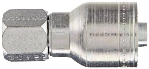 Image of Aeroquip 1AA8FJ8 Carbon Steel Global TTC (Thru the Cover) Crimp Hose Fitting Female JIC Swivel, Straight, 1 /2 inch Hose ID, 3 /4 inch - 16 Thread