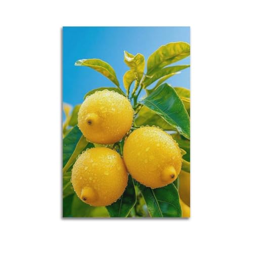 Poster mural citrons mûrs ZHOUKEG toile suspendue deco salon moderne 60x90 cm