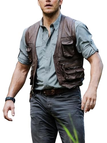 Men's World Outdoor Kingdom Leather Vest - Chris Vintage Pratt Brown Leather Vest