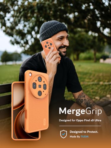 Image of TUDIA MergeGrip Designed for Oppo Find X9 Ultra Case (2026), [Military Grade Drop Tested] Dual Layer Slim Rugged Heavy Duty Shockproof Protective Phone Cover (Orange, Basic)