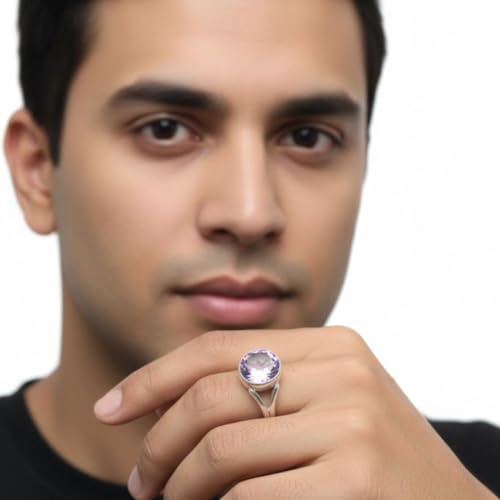 Image of 55Carat Choose Your Color Real Round Shape 5 Carat Birthstones Sterling Silver Handmade Healing Stones Ring Size US 4-13