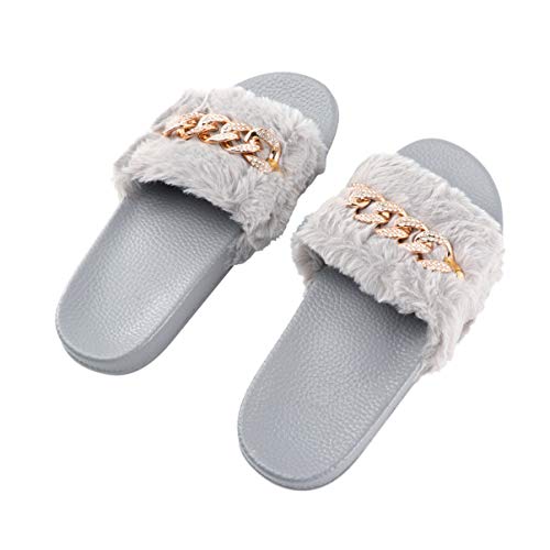 Happyyami Plush Slippers Summer Fluffy Slippers for Women Girls Indoor Outdoor2