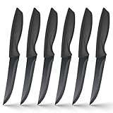 Freyeeti Steakmesser Set, 6 Schwarze Steakmesser mit Sägezahn, Scharfes Steak Messer Set, Spülmaschinenfest, Ergonomischer Griff, Perfekt für Weihnachtsessen, Silvesterfeiern