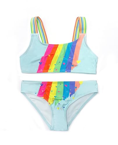 SHEKINI Toddler Baby Girls Rainbow Two Piece Swimsuit Sport Athletic Bikini Sets