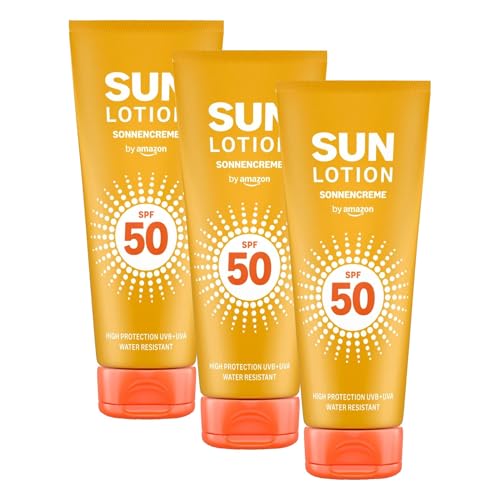 Lotion solaire 50 SPF By Amazon lot de 3 bouteilles 200 ml pour eviter les coups de soleil