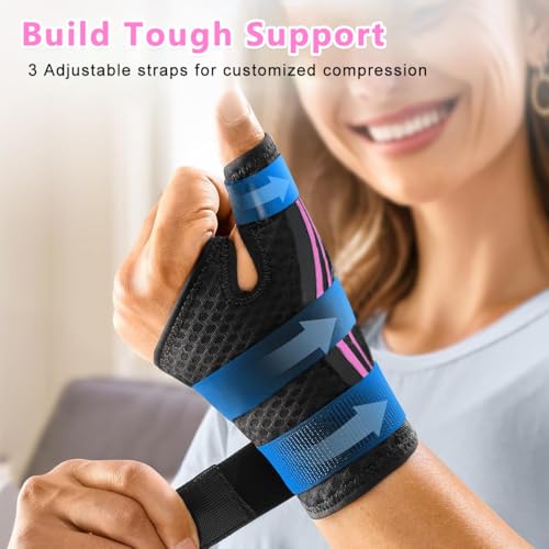 Image of HANNEA Thumb Spica Splint Wrist Brace with Adjustable Compression Straps, Right or Left Hand Use Thumb and Wrist Support Stabilizer for Sprains, Tendonitis, Carpal Tunnel, Arthritis