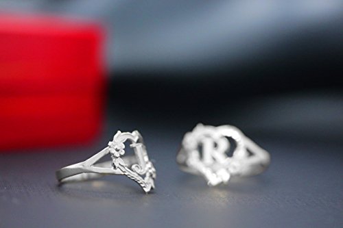 Silver Initial Alphabet Personalized Heart Ring - Letter L4