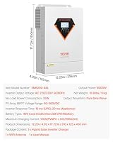 VEVOR Hybrid-Solarwechselrichter, 6kW, All-in-One-Wechselrichter mit reinem Sinus, 48V DC auf 220/230V AC, mit integriertem 120A MPPT-Solarregler, für Blei-Säure-Lithium-Batterien im Off-Grid-System – Ansicht 7
