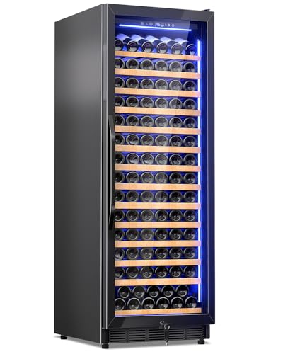 Velivi Wine Cooler-Wine Fridge with Safety Lock Freestanding/Built in 24 Inch Wide Large Wine Refrigerator for 154 Bottles,Cellar Chiller Low Noise, Fast Cooling, Black