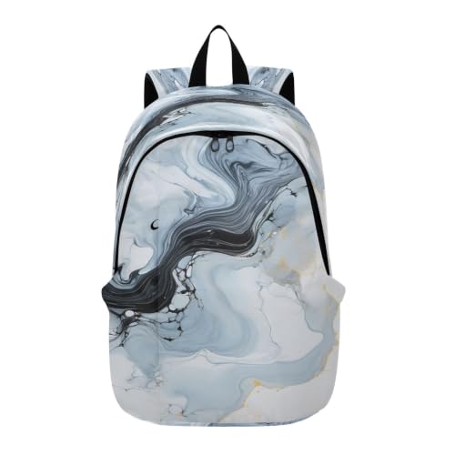Sac à dos portable marbre blanc et noir léger pour voyage et randonnée