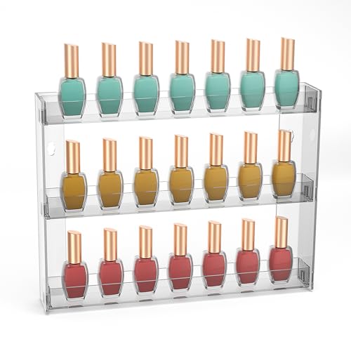 JessLab Acrylic Wall-Mounted Organizer, 1 Pack, 3-Tier, Detachable Cosmetic Storage Shelves, Clear Space-Saving Design for Bathroom and Bedroom