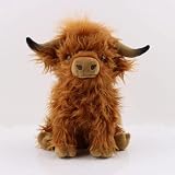 MUCHO Highland Cow Plush Toy,12 inch Cow Plush Toy, Realistic Fluffy Highland Cow Soft Farm Plushies