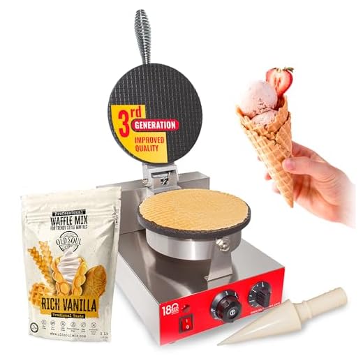 ALDKitchen Waffle Cone Maker | Commercial Waffle Roll Maker | Nonstick Teflon Coating| Stainless Steel | 110V (Single)