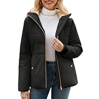 Vancavoo Giubbotto Donna Invernale Cappotti Caldo Giacca Piumino Corto Parka Felpa con Cappuccio Slim Fit Giaccone Outdoor,Nero,XXL