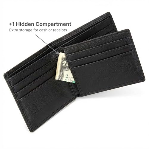 Image of ID Stronghold Extra Capacity Bifold Wallet for Men - RFID Blocking Genuine Leather Wallet