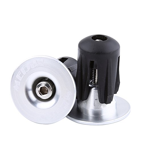 Alomejor 2 Stück Fahrrad Lenker Endstopfen Bunte Aluminiumlegierung Bike Bar Grip Plug Fahrradlenker Endkappen für Mountainbike Rennrad(Silber)