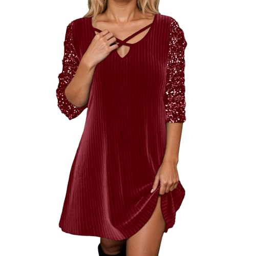 Robe longue femme manches longues à paillettes - Parfaite pour briller du bureau à la fête