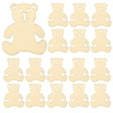 Garneck Holz Bär Ausschnitte 24 Stück Khaki Selbstgemacht Holzspäne für Bemalen und Basteln Handliche Bärenform Holzscheiben für Mal und Farbprojekte