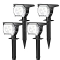EIUIO Solar Outdoor Lights, 3 Lighting Modes Solar Spot Lights Outdoor with Auto On/Off, Waterproof Landscape Lighting for Garden Yard Pathway, 4 Pack(Cool White)