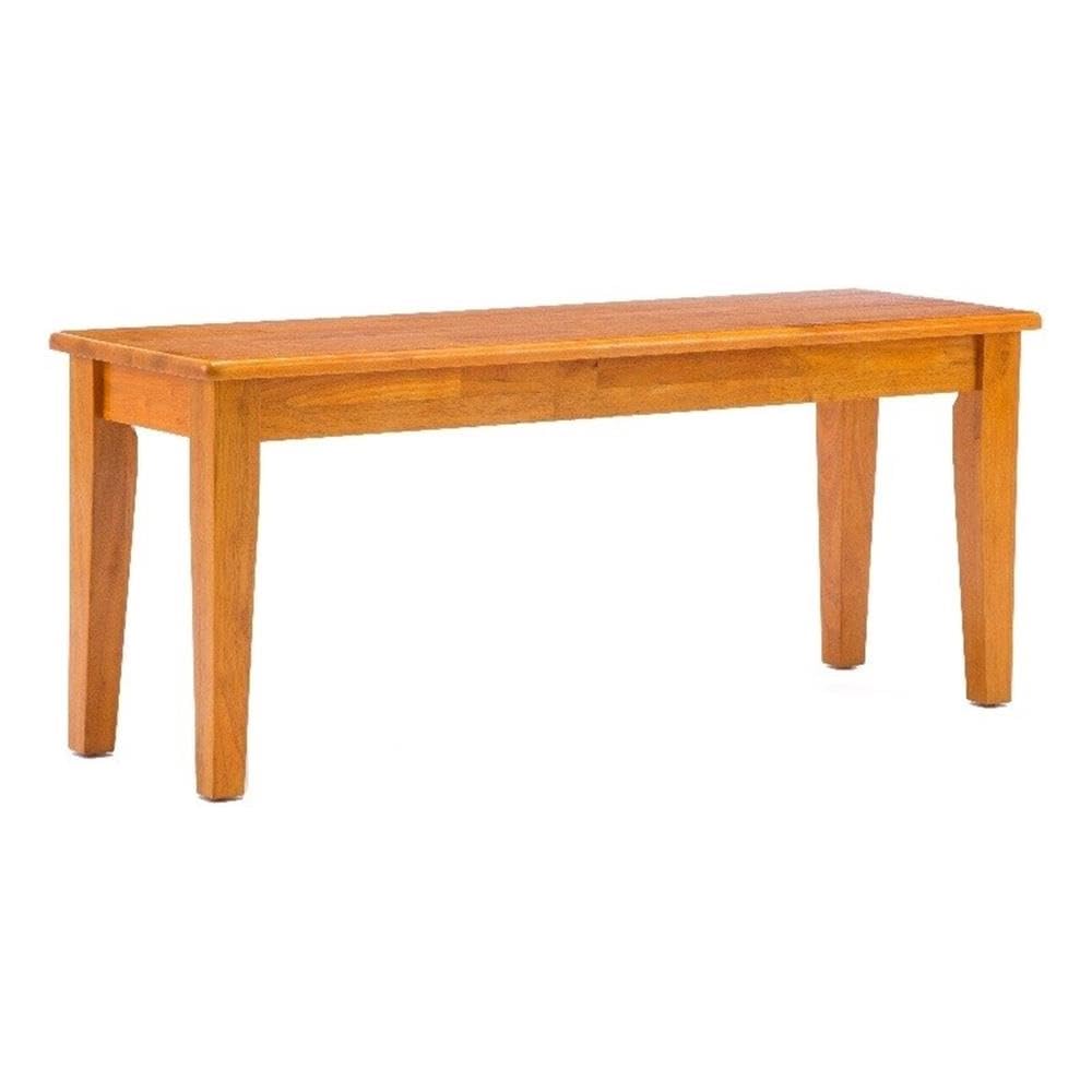 BOWERY HILL 44" Solid Rubberwood Dining Bench, Oak Finish, 18" Seat Height, Farmhouse Shaker Style, Durable Eco-Friendly Design, Entryway, Mudroom or Dining Room Seating