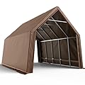 KING BIRD 13' x 20' x 12' Heavy Duty Anti-Snow Carport for SUV, Full-Size Truck and Boat, Car Canopy Car Tent Outdoor Instant Garage Boat Shelter with Reinforced Ground Bars-Brown