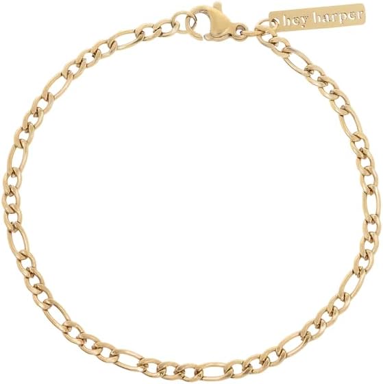 HEY HARPER THE ORIGINAL WATERPROOF JEWELRY BRANDDainty Gold Bracelet For Women Thin Gili - Waterproof Sweatproof No Tarnish Jewelry - Adjustable, 14k Gold Plated Paperclip Bracelet, Cuban Link - Gift for Women