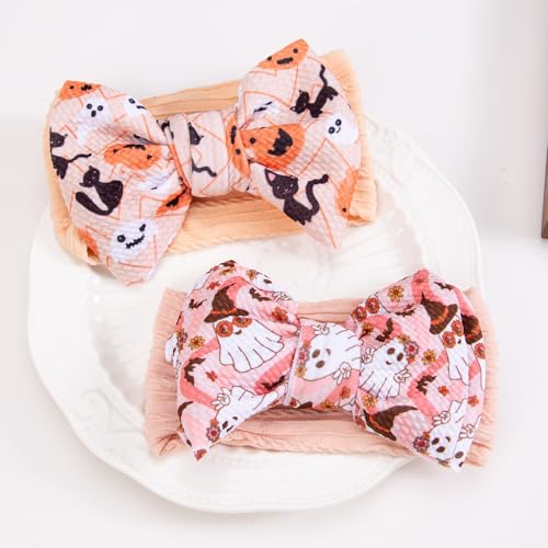 Halloween Baby Girl Bows Pumpkin Headband Elastic Nylon Hairbands Hair Accessories for Newborn Infant Toddler Kids4