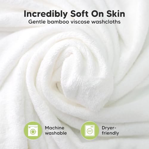 Image of 12-Pack Baby Washcloths, Soft Absorbent Washcloths for Face, Body (White)