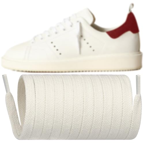 Endoto Cordones para Golden Goose zapatillas, Cordón de Repuesto planos Shoelaces Laces(Crema, 50 pulgadas)