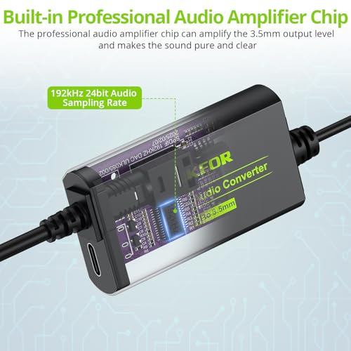 Image of LiNKFOR 192kHz DAC Converter SPDIF to 3.5mm AUX Digital to Analog Audio Converter Optical Toslink to 3.5mm Audio Adapter with Optical Cable for HDTV Blu Ray DVD Amps