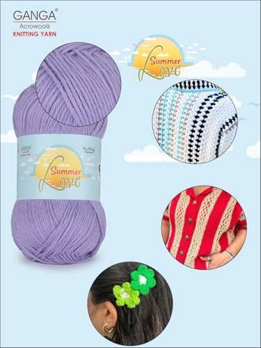 Image of Ganga Acrowools Summer Love - Sport Weight - Cotton Yarn -Oekotex Class L Certified - Pack of 1-50 GMS Per Ball (Lime Rick)