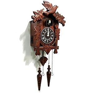 Rylai Cuckoo Clock Vintage Large Wooden Wall Clock Handcrafted 13×9.5 Inch Brown