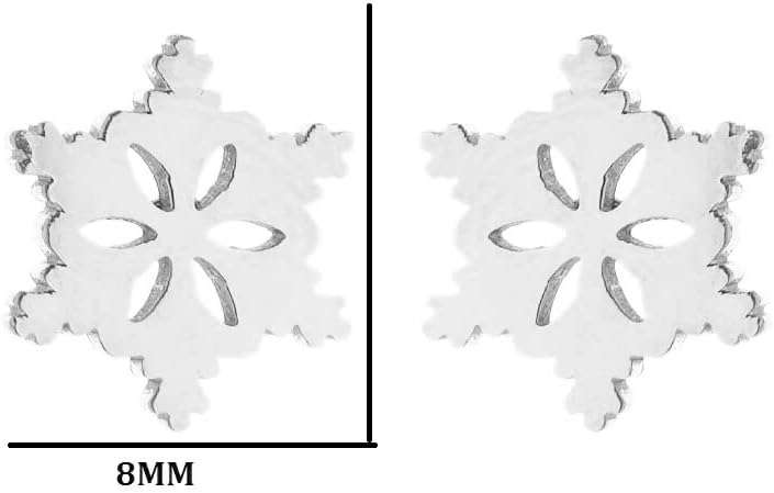 Tiny Winter Snowflake Earrings Stud for Women Stainless Steel Snow Flower Earrings Christmas Birthday Party Jewelry Xmas Festival Jewelry-silver C - Image 2