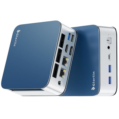 Glorlin GT103 Mini PC Windows 11 Pro,AMD Ryzen 7 6800H (overtreft R7-7730U/7735HS, Bis zu 4.7GHz),16GB LPDDR5(6400/MHz) 512GB NVMe SSD,Mini Desktop Computer für Büro & Gaming,Dual-LAN,WiFi 6,BT 5.3