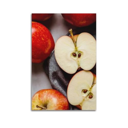 Décoration murale artistique moderne tableau cuisine pomme rouge toile 60x90 cm