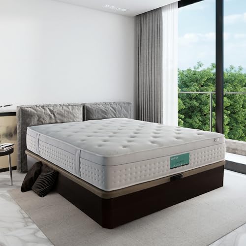 PRISMA FLEX Colchón híbrido 160x200 cm Lotus - Altura +/- 30 cm - Firmeza Media/Alta - Muelles ensacados y Espuma viscoelástica - Gran adaptabilidad y Acogida progresiva - Descanso sin Ruidos