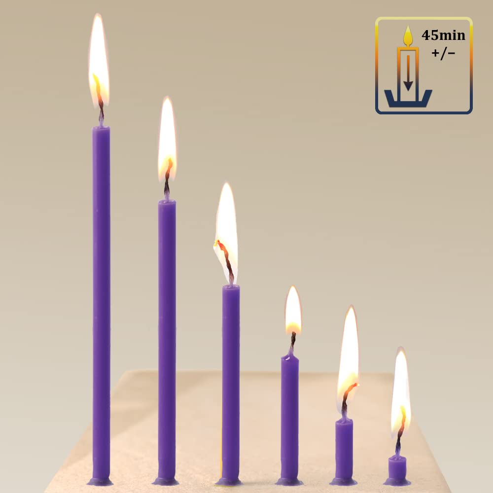 NKlaus 50 x Taper Candles Purple 16 cm Thin Paraffin Candles Soot-Free and Drip-Free Long Burning Time Purple Candles for Celebration Decoration & Church 36113 - Image 2