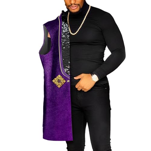SEA&ALP African Vest For Men Dashiki Jackets Velvet Splice Embroidery Sequin Traditional Coat Festive Wedding Clothing Attire2