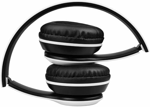 Image of Wireless Bluetooth Headphones with AUX Support | Comfortable Ear Pads | Over-Ear Foldable Headset with Mic | Compatible with Mobile, Laptop, Tablet-White