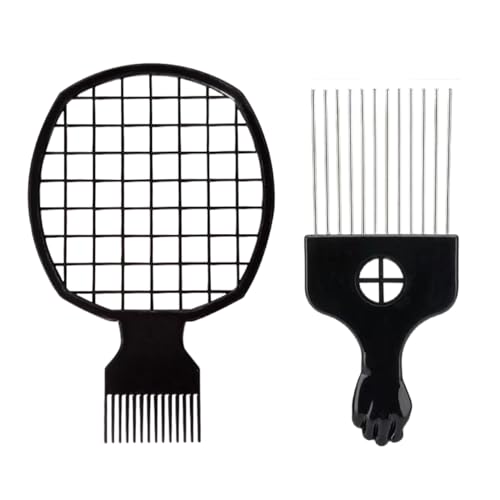 Upgraded Hair Twist Comb Hair Sponge Brush and Metal Afro Hair Pick Comb Set for Black Men Women Curls 2 In 1 Afro Hair Coil Pick Combs Curl Brush (2 Pcs)