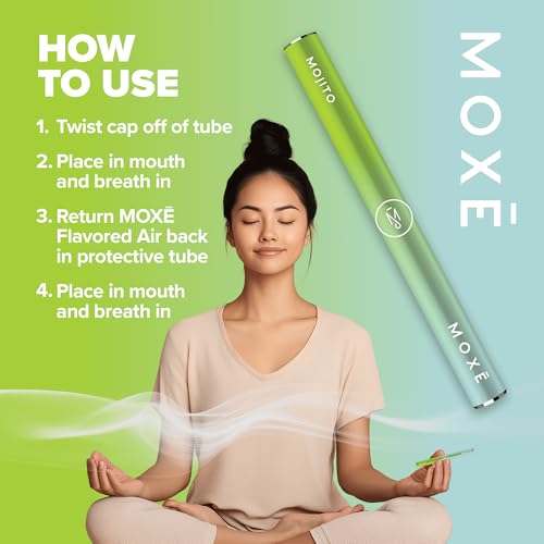 moxe natural mojito air inhaler  non electric long-lasting flavored air refreshing support  oral fixation peppermint lime bergamot amp menthol essential oils craving relief