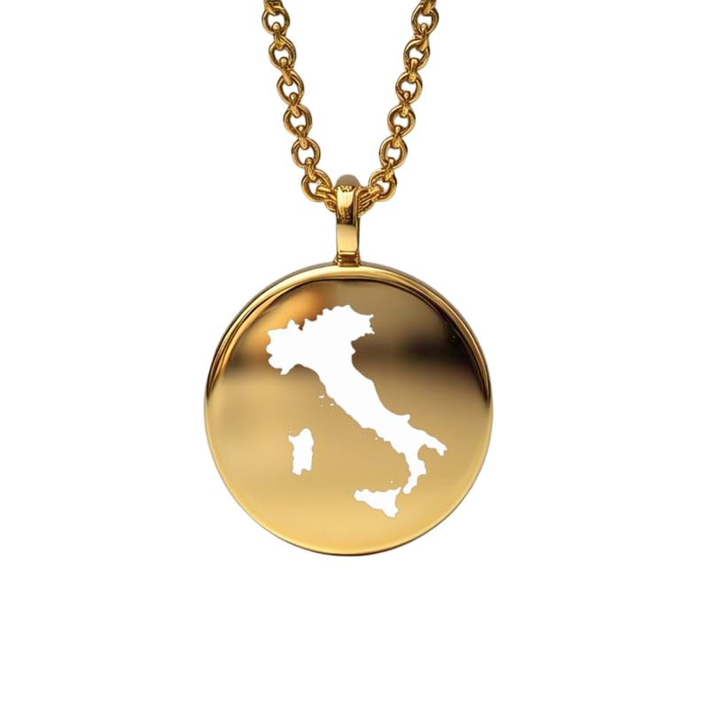 Pendentif carte de l'Italie en argent plaqué or, cadeau souvenir voyage