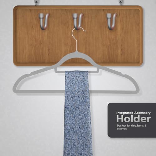 Roe Tenpo Coat Hangers, 20 Pack, Grey | Velvet Hangers for Clothes with Tie Bar & 360° Hook | Durable & Sturdy | Non-Slip, Space-Saving Design for Shirts, Jackets, Trousers & More (Soft Grey, 20) - Image 6