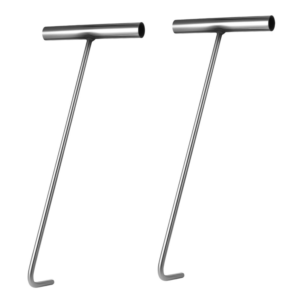 SOLUSTRE 2pcs Stainless Steel Hook Manhole Cover Lifting Hook Manhole Lifter Manhole Hook Manhole Lifting Gadget Manhole Cover Lifter Manhole Lifting Hook Manhole Cover Lifting Tool