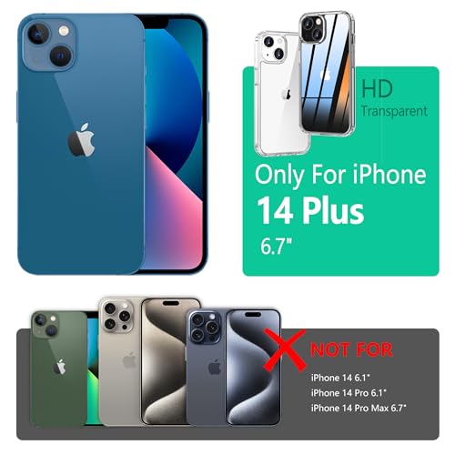 Image of ONES for iPhone 14 Plus Slim Case Clear, [PC + TPU Hybrid][Military-Grade Drop Protection][Anti-Yellowing], Shockproof Silicone Hard Cover, Transparent Case