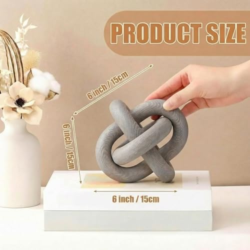 Image of Yalikop 3 Link Wood Knot Decor Rustic Home Decor Accents Hand Carved Coffee Table Decoration, Boho Chain Link Decoration, Modern Shelf, Rustic Objects for Home Living Room Bedroom(Gray)